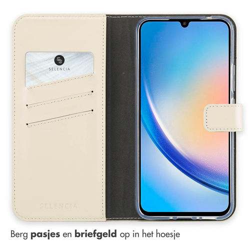 Selencia Echt Lederen Bookcase Samsung Galaxy A34 (5G) - Greige, afbeelding 3