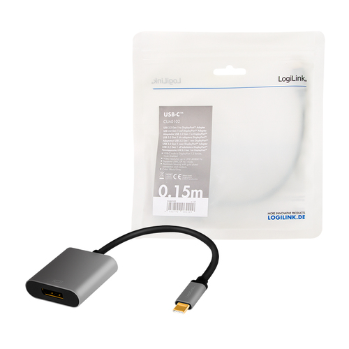LogiLink CUA0102 tussenstuk voor kabels USB 3.2 Gen1 Type-C DisplayPort Zwart, afbeelding 4