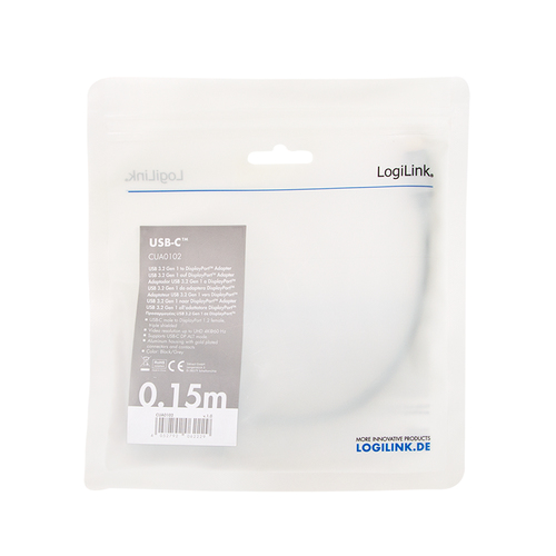 LogiLink CUA0102 tussenstuk voor kabels USB 3.2 Gen1 Type-C DisplayPort Zwart, afbeelding 3
