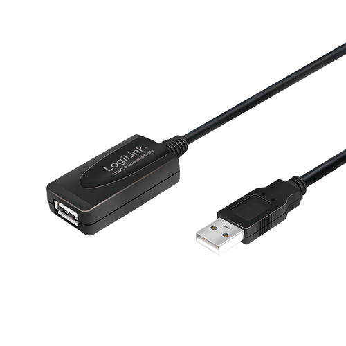 USB 2.0-forlængerkabel LogiLink USB-A han til USB-A hun 10 m - sort