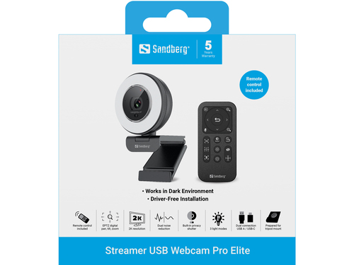 Sandberg Streamer USB Webcam Pro Elite, afbeelding 10
