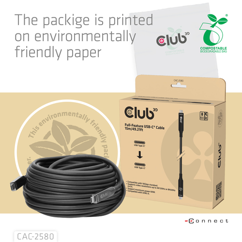 Club 3D Full-Feature USB-C kabel, 15m, afbeelding 5