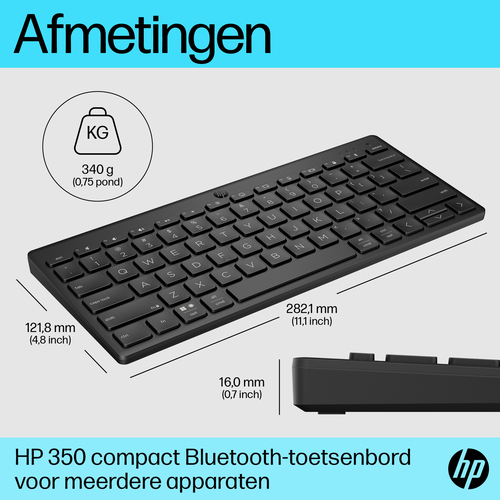 HP 350 Compact Multi-Device Bluetooth Toetsenbord (692S8AA) – Foto 10 van 10