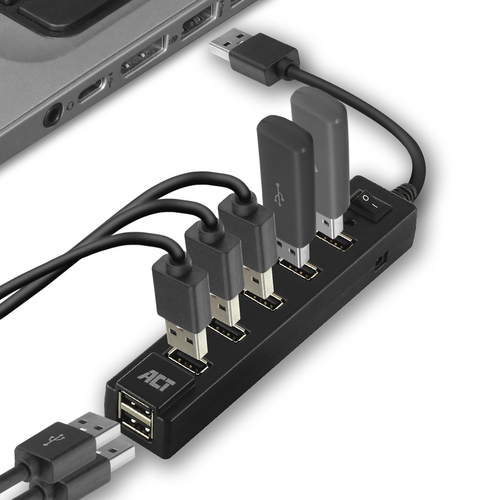ACT Connectivity USB Hub 7 port met aan- en uit schakelaar usb-hub, afbeelding 4