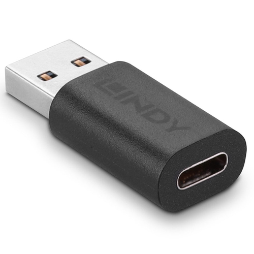 Lindy 41904 tussenstuk voor kabels USB 3.2 Type A USB 3.2 Type C Zwart, afbeelding 2