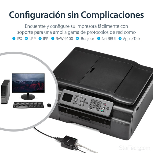 StarTech.com Servidor de Impresión en Red Ethernet 10/100 Mbps a USB 2.0 con LPR