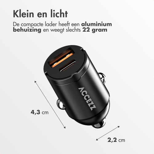 <div>Met de Accezz autolader laad je onderweg razendsnel je apparaten op. Dankzij de USB-C en USB-A poort en ondersteuning voor Power Delivery 3.0 en, afbeelding 7