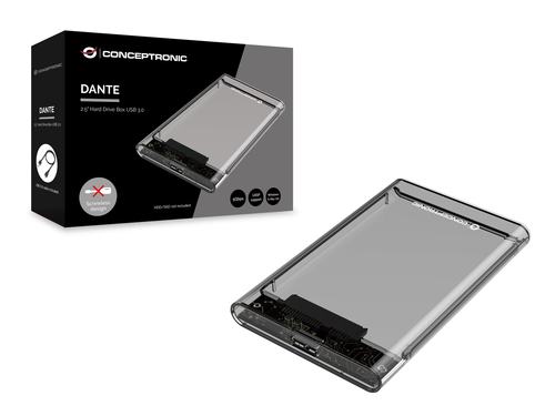 Conceptronic DANTE03T behuizing voor opslagstations HDD-/SSD-behuizing Transparant 2.5, afbeelding 2