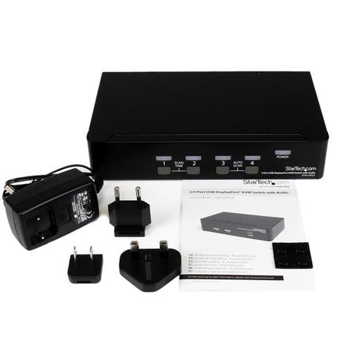 StarTech.com 4 Port DisplayPort KVM w/ Audio - USB, , Video, Mouse, Computer Box for 2560x1600 DP Monitor (SV431DPUA) KVM / audio / USB switch Desktop – billede 4