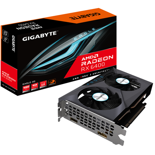 Tarjeta de video Gigabyte 4GB RADEON AMD RX 6400 EAGLE 2xFAN 1xDP 1xHDMI UPC  - GV-R64EAGLE-4GD