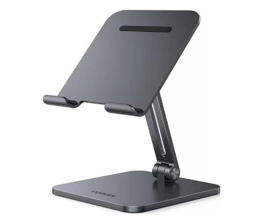 Soporte de Aluminio para IPad Tablet Plegable Angulo Ajustable de 180 y 270 Base Antideslizante Protección de Silicona Amplia Compatibilidad con dispositivos de 7.9 a 12.9 Aluminio Solido Color Gris 40393 - Ugreen