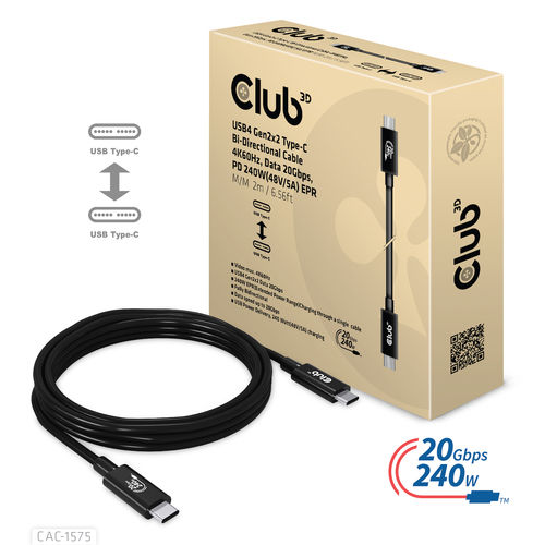 Club 3D USB4-C Gen2x2 Bi-Directional kabel, afbeelding 5
