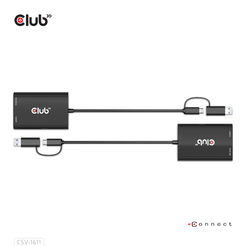 Club 3D USB Gen1 Type-C/-A to Dual HDMI (4K/30Hz) / VGA (1080/60Hz) adapter, afbeelding 4