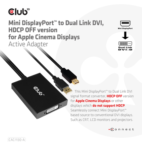 Club 3D Mini DisplayPort naar Dual Link DVI-adapter, afbeelding 2