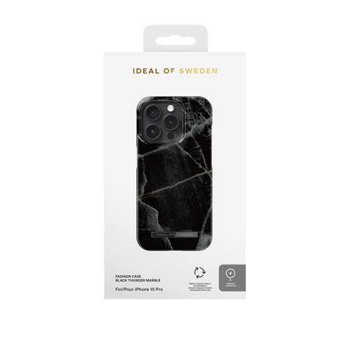 iDeal of Sweden Printed Case MagSafe iPhone 15 Pro Black Thunder Marble – image 3