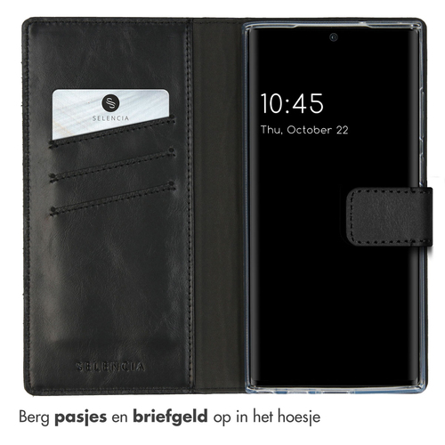 Selencia Echt Lederen Bookcase Samsung Galaxy S23 Ultra - Zwart, afbeelding 3
