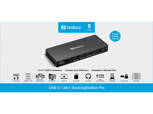 Sandberg USB-C 13in1 Docking Station Pro – image 6