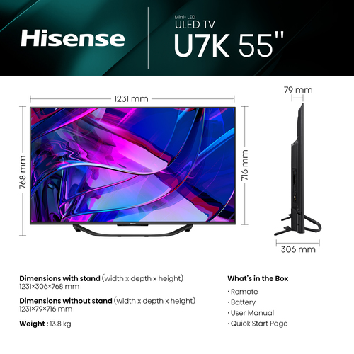 Hisense 55U7KQTUK TV – image 3
