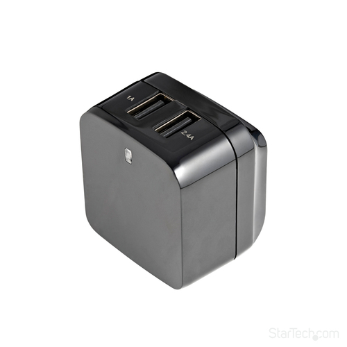 StarTech.com Cargador de Pared USB de 2 Puertos para Tablets Smartphones - Cargador de Alta Potencia para Viajes