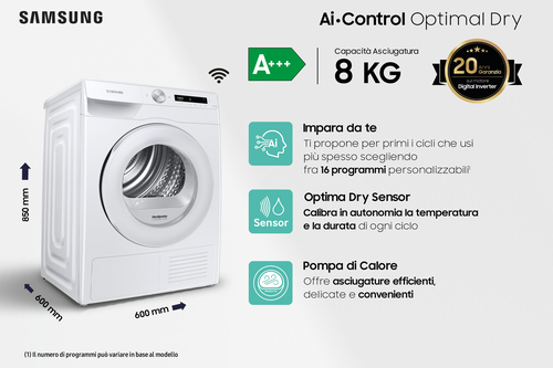 Samsung DV80T5220TW tumble dryer Freestanding Front-load – image 4