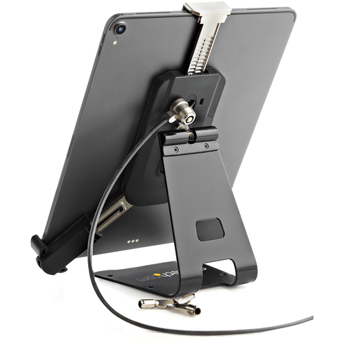 StarTech.com Soporte Seguro para Tablet con Cable de Seguridad con Candado K-Slot - Base para Tablets de 7,9 a 13 Pulgadas - Soporte Universal Ajustable de Sobremesa para Tablet - Soporte Antirrobo