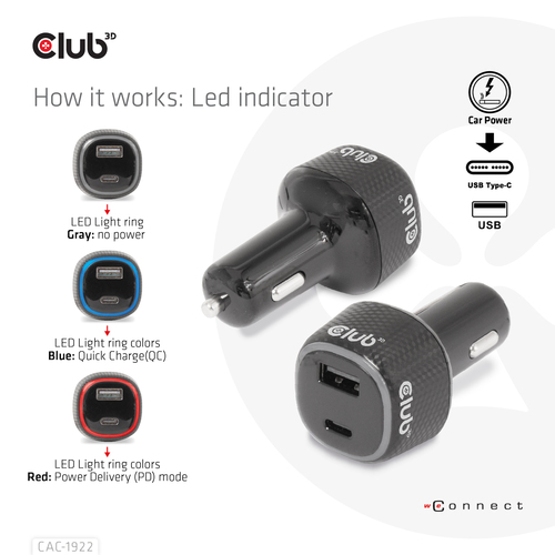 Club 3D Notebook / Laptop autolader 63 Watt oplader, afbeelding 6