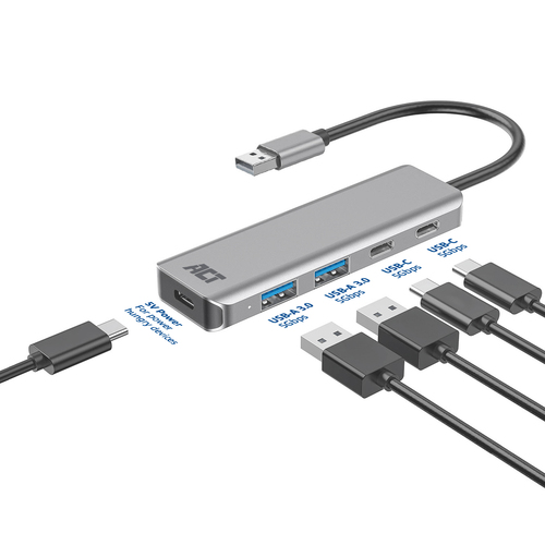ACT Connectivity USB-A hub 3.0, 2x USB-A, 2x USB-C usb-hub, afbeelding 3