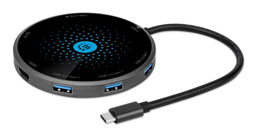 Manhattan 166560 хаб-разветвитель USB 3.2 Gen 1 (3.1 Gen 1) Type-C 5000 Мбит/с Черный