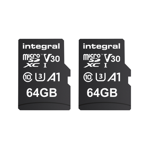Integral 64GB MICRO SDXC UHS-1 U3 CL10 V30 UP TO R-100 W-50 MBS WITH METAL CARD CASE TWIN PACK WITH ADAPTER – image 3