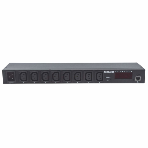 Intellinet 19 Intelligent PDU, 19 Rackmountable C13 Intelligent Power Distribution Unit Monitors Power, Temperature and Humidity (Euro 2-pin plug) Strømfordelingsenhed 8-stik Sort – billede 3