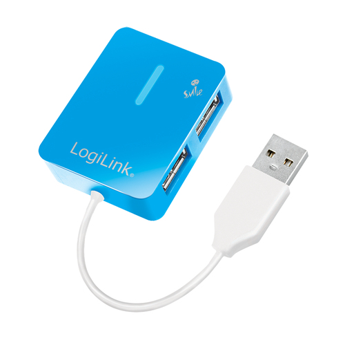 Logilink USB-HUB "Smile" 4-Port zonder Voeding blauw, afbeelding 2
