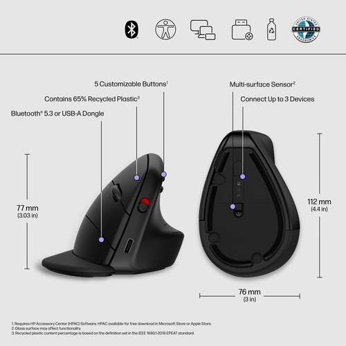 HP 925 Ergonomic Vertical Wireless Mouse – image 3