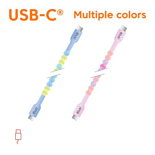 Club 3D USB-C Beaded Cable Blue, 2 meter kabel, afbeelding 2
