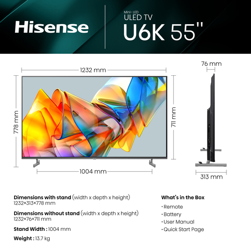 Hisense 55U6KQTUK TV – image 4
