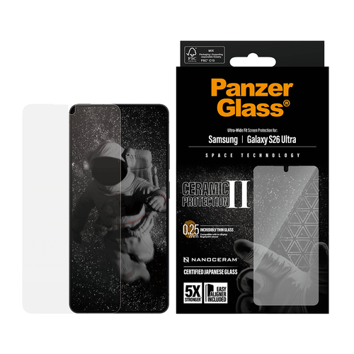 PanzerGlass ® Ceramic Screen Protector Samsung Galaxy S26 Ultra | Ultra-Wide Fit w. EasyAligner Protector de pantalla 1 pieza(s)