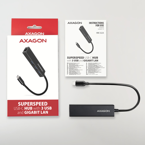 AXAGON SuperSpeed USB-C 5 Gbps Hub mit 3 USB-A und Gigabit LAN – Foto 7 von 8