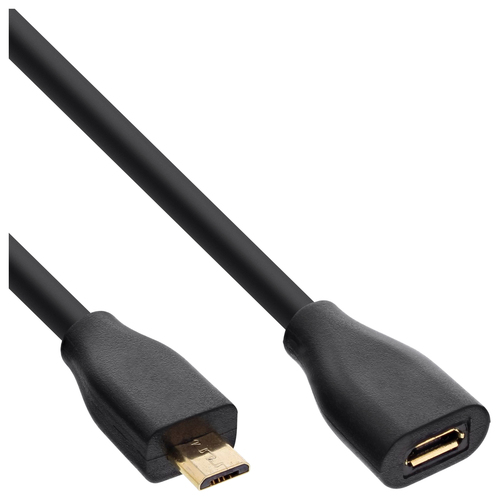 Product image: InLine Micro-USB 2.0 extension cable, Micro-B M/F, black/gold, 3m