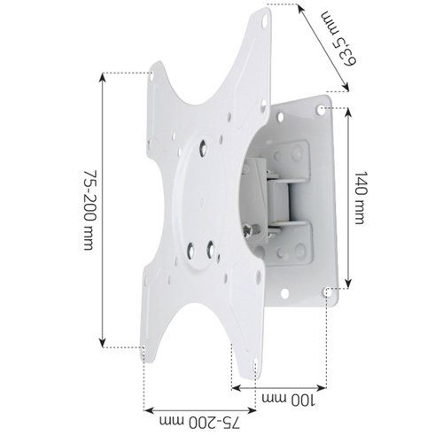 Techly ICA-LCD 2900WH 37  Wit flat panel muur steun, afbeelding 4