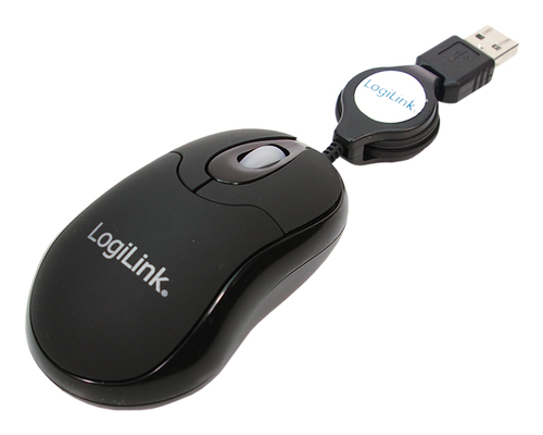 LogiLink Mini with retractable cable - Muis