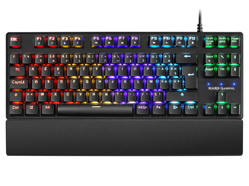 Mars Gaming MKXTKLBFR Ultra-compact Mechanical Keyboard TKL RGB Wrist rest Switch OUTEMU SQ Blue French Language