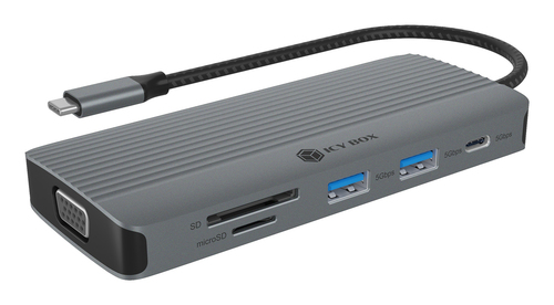 ICY BOX IB-DK4040a-CPD Проводная USB 3.2 Gen 1 (3.1 Gen 1) Type-C Алюминий, Серебристый