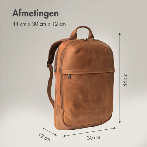 Accezz Leather Laptop rugzak 16 inch - Cognac, afbeelding 9