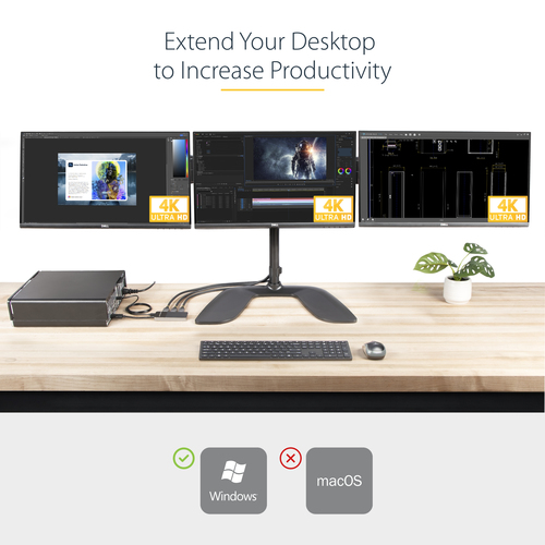 StarTech.com 3-Port Multi Monitor Adapter - DisplayPort 1.4 to 3x DisplayPort Video Splitter - Dual/Triple 4K - DP 1.4 MST Hub - Windows (MST14DP123DP) Video-/audiosplitter DisplayPort – billede 8