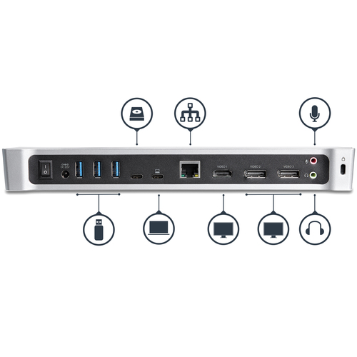 StarTech.com 4K USB-C Dock, Triple UHD 4K Monitor Docking Station, Mac & Windows, USB C to HDMI & DisplayPort – image 2