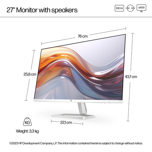 HP Series 5 527sa Full HD 27" Ips LCD Monitor - White - image 4