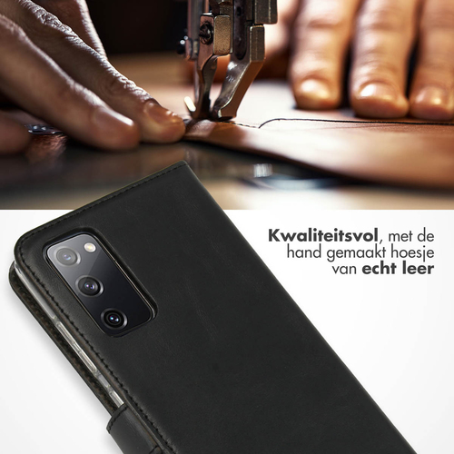 Selencia Echt Lederen Bookcase Samsung Galaxy S20 FE - Zwart, afbeelding 2