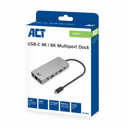 ACT Connectivity USB-C 4K / 8K 60Hz dockingstation, afbeelding 2