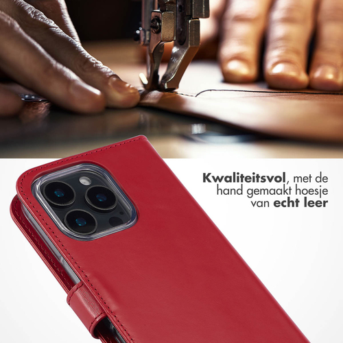 Selencia Echt Lederen Bookcase iPhone 16 Pro - Rood, afbeelding 2
