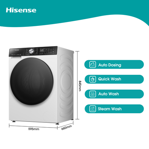 Hisense 5S Series WF5S1245BW 12kg Washing Machine with 1400 rpm - White - A Rated, White - image 7