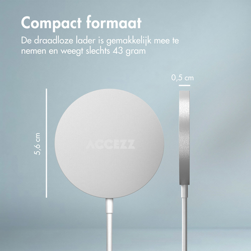 Accezz Wireless MagSafe Charger USB-C - 1 meter Oplader Wit, afbeelding 7